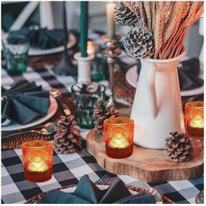 12Pcs Amber Votive Candle Holders